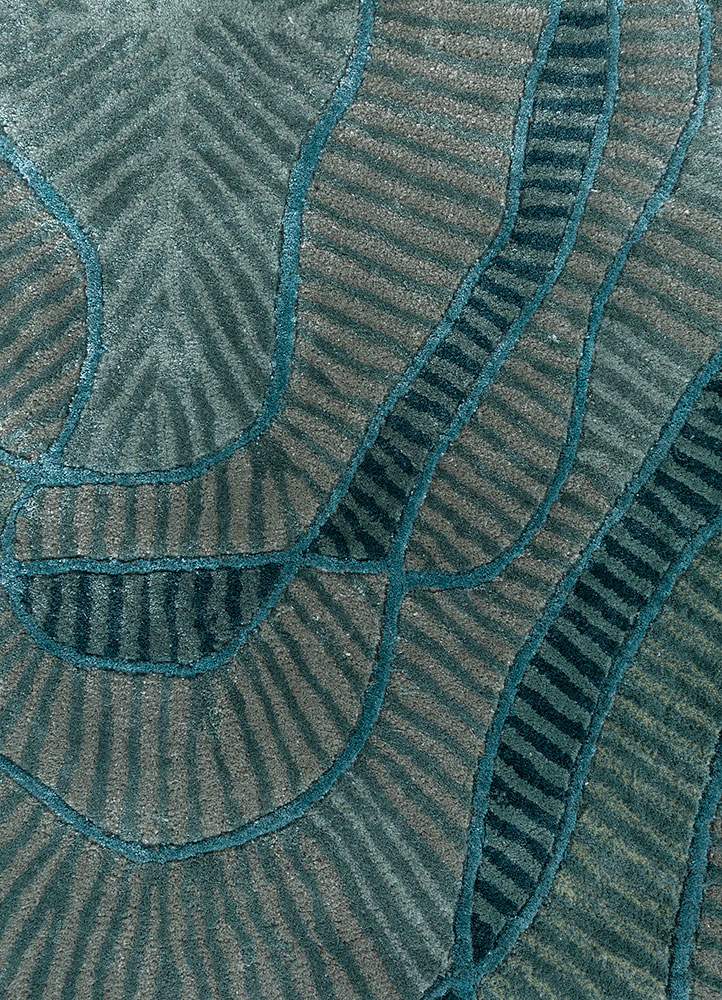 adrift blue wool and viscose hand tufted Rug - CloseUp