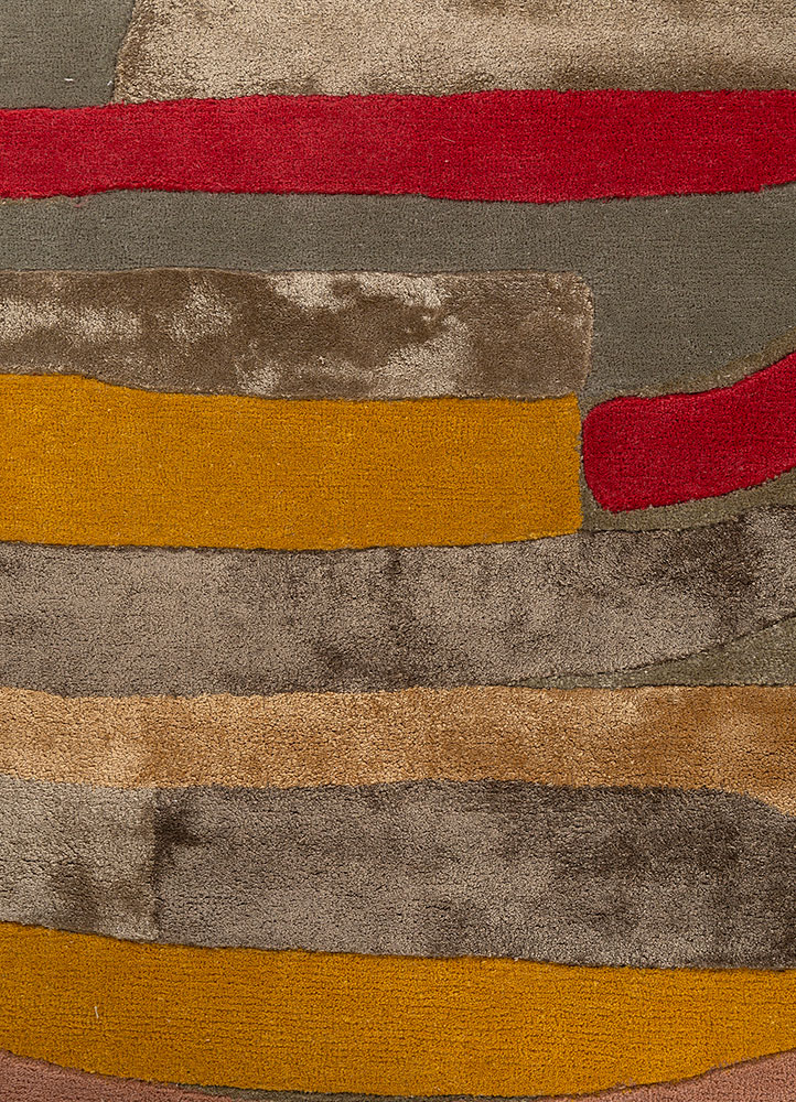 joy beige and brown wool and viscose hand tufted Rug - CloseUp