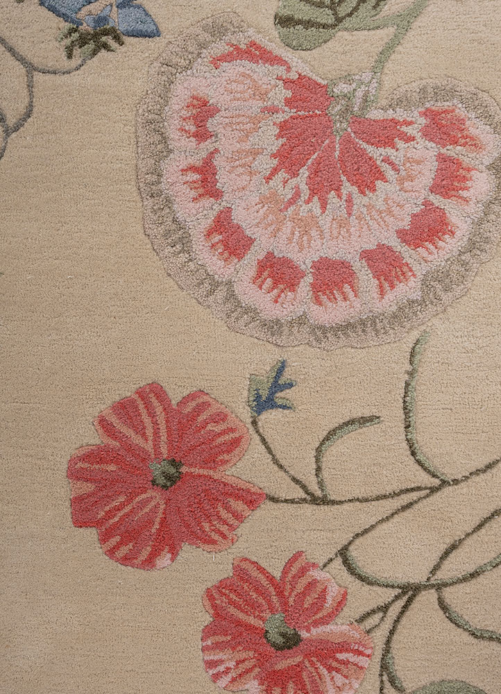 jardins du monde ivory wool hand tufted Rug - CloseUp