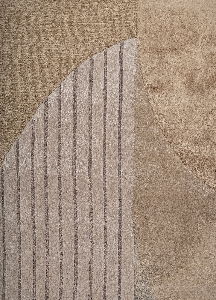 come around beige and brown wool and viscose hand tufted Rug - CloseUp