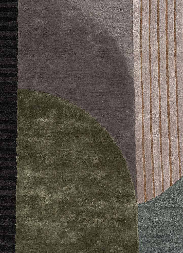 come around green wool and viscose hand tufted Rug - CloseUp