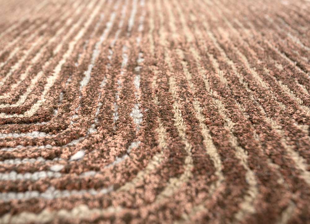 cera beige and brown wool and viscose hand tufted Rug - CloseUp