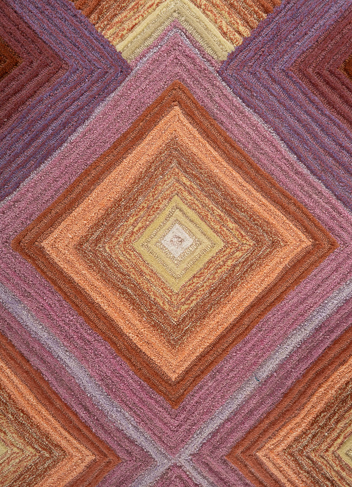 caliedo red and orange wool hand tufted Rug - CloseUp