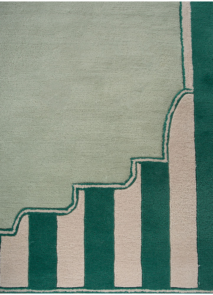 jardins du monde blue wool hand tufted Rug - CloseUp