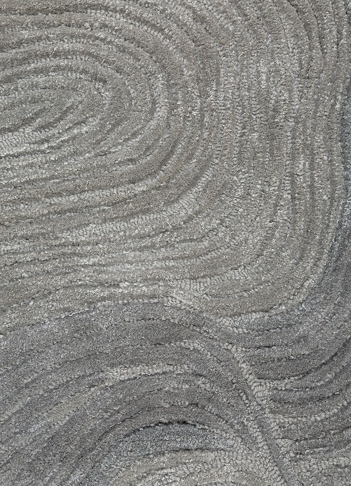 infini blue wool and viscose hand tufted Rug - CloseUp