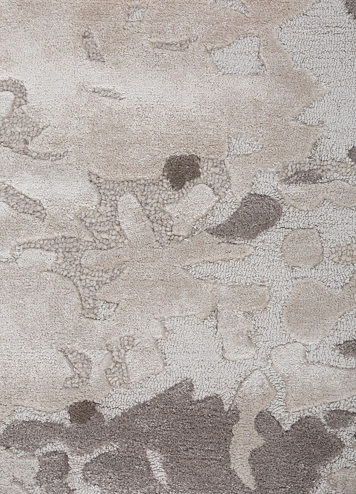 white noise ivory wool and viscose hand tufted Rug - CloseUp