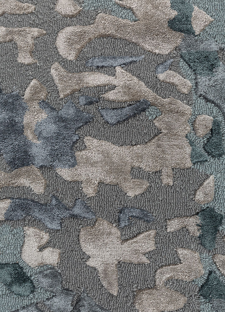 genesis blue wool and viscose hand tufted Rug - CloseUp