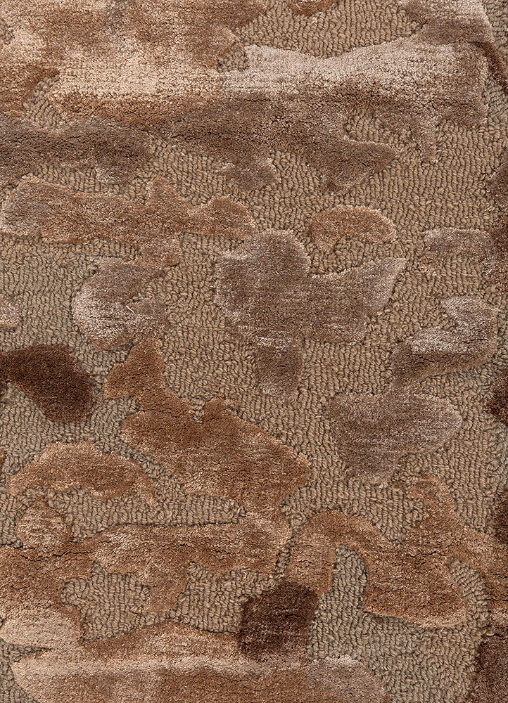 genesis beige and brown wool and viscose hand tufted Rug - CloseUp