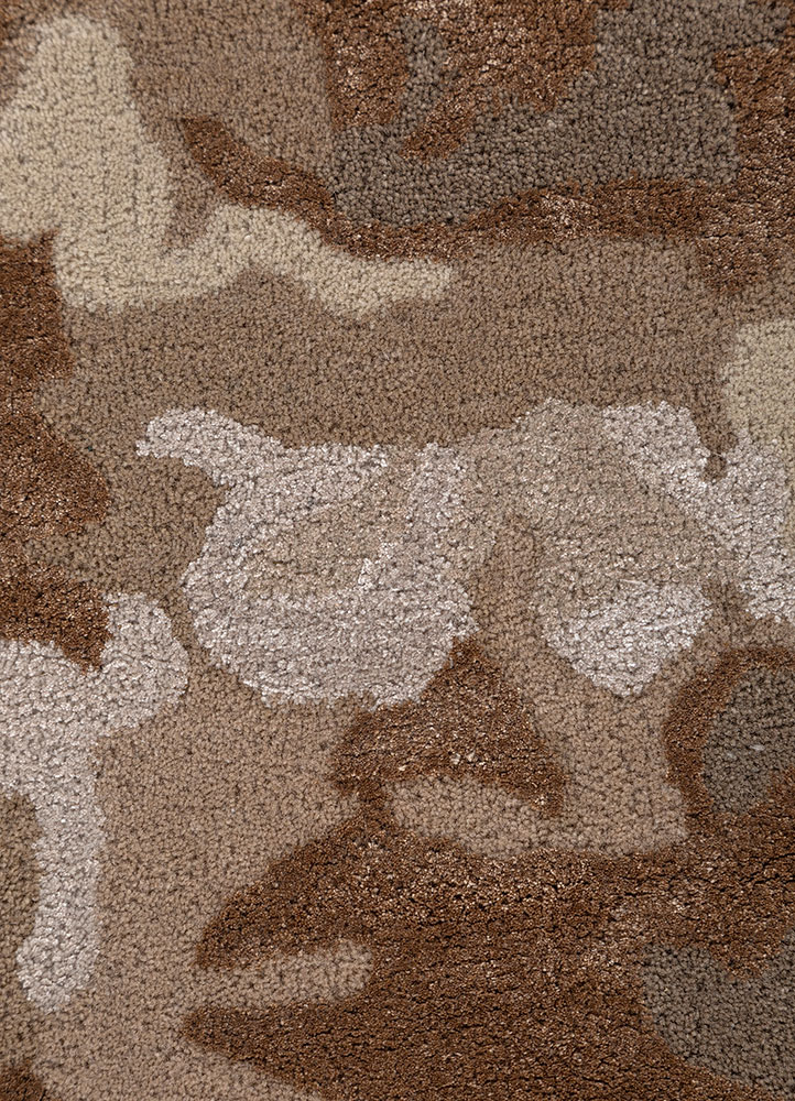 genesis beige and brown wool and viscose hand tufted Rug - CloseUp