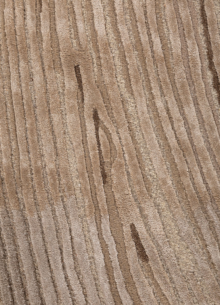 infini beige and brown wool and viscose hand tufted Rug - CloseUp