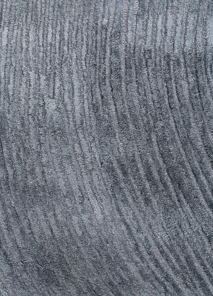 infini blue wool and viscose hand tufted Rug - CloseUp