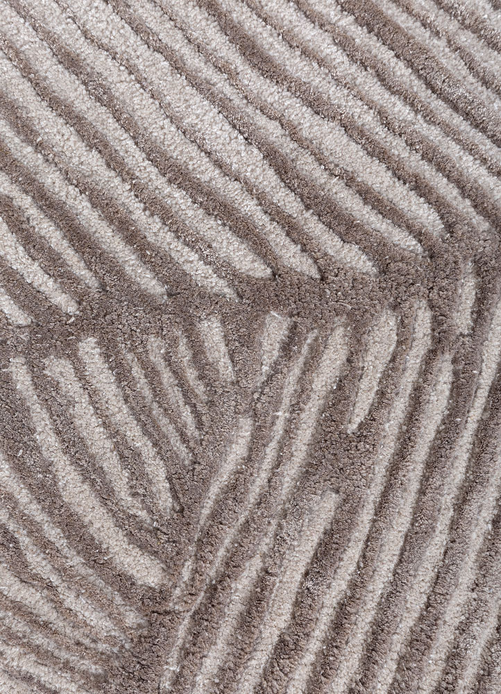 infini beige and brown wool and viscose hand tufted Rug - CloseUp