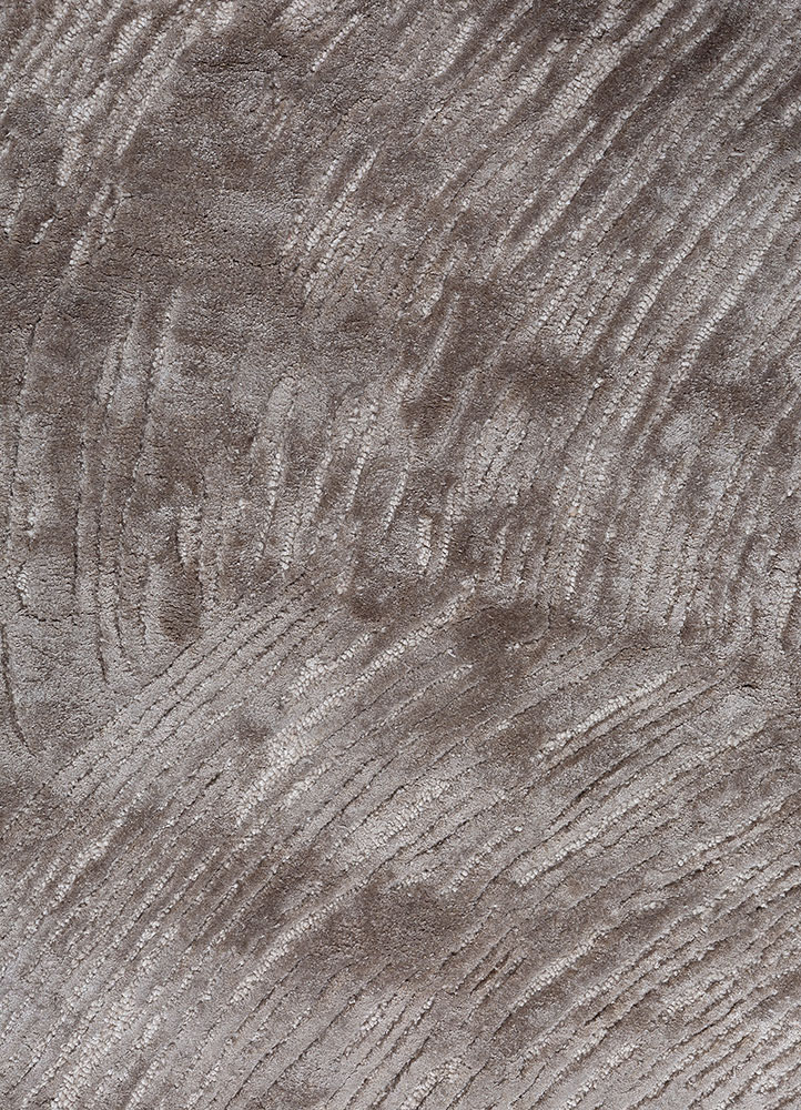 infini beige and brown wool and viscose hand tufted Rug - CloseUp