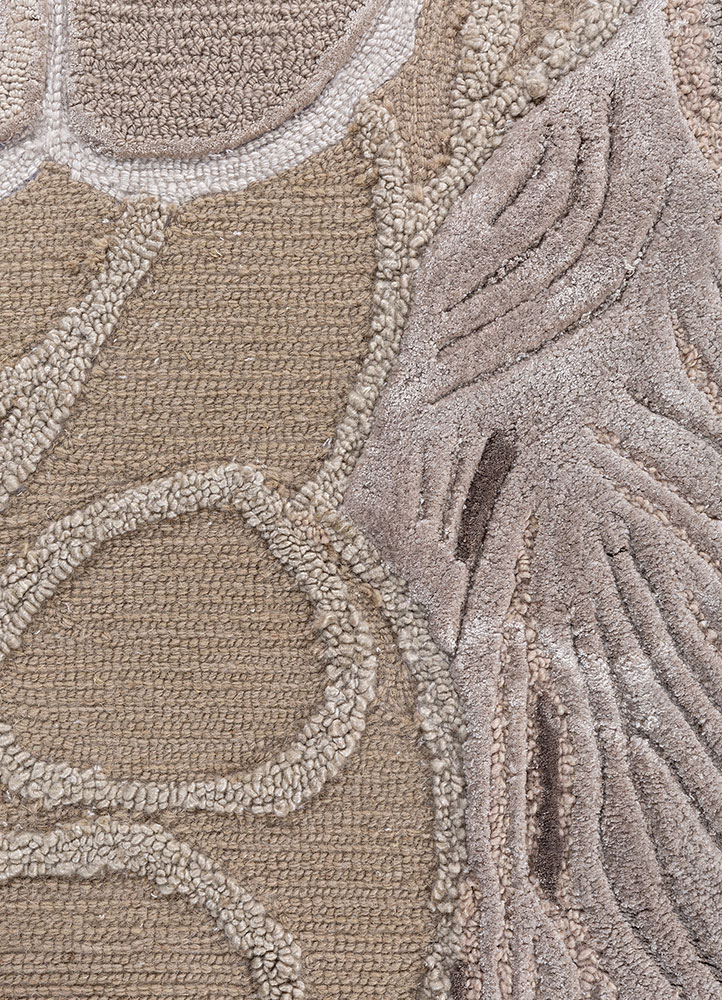 aurelia beige and brown wool and viscose hand tufted Rug - CloseUp