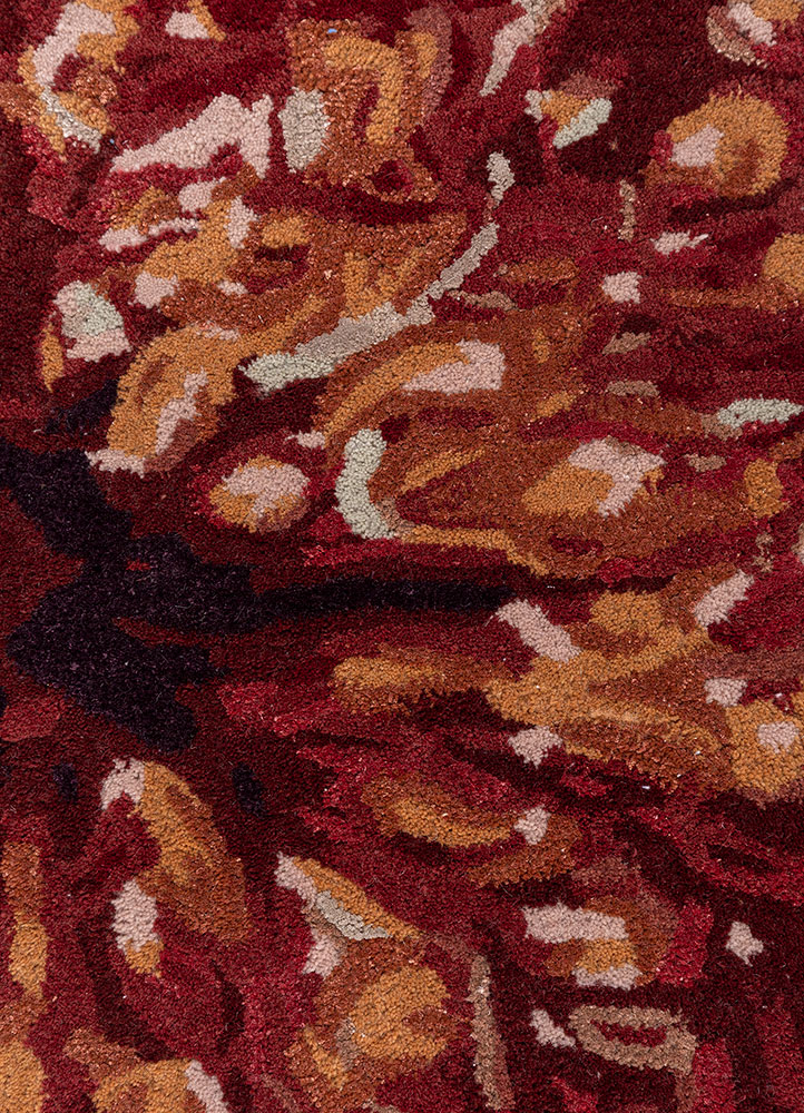 aprezo red and orange wool and viscose hand tufted Rug - CloseUp