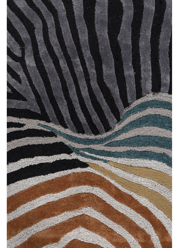 adrift grey and black wool and viscose hand tufted Rug - CloseUp
