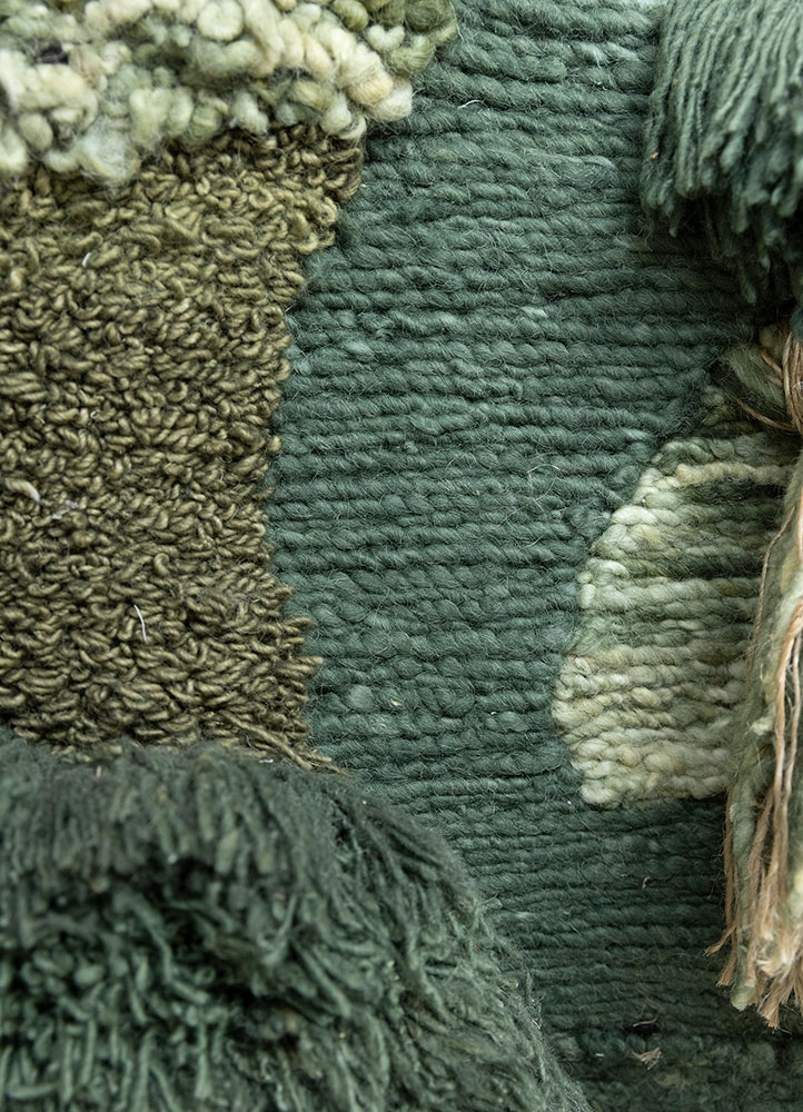 diwar green wool hand knotted WALL ART & TAPESTRY - CloseUp