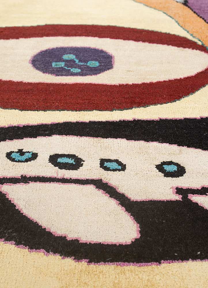 dreamers pink and purple wool and bamboo silk hand knotted WALL ART & TAPESTRY - CloseUp