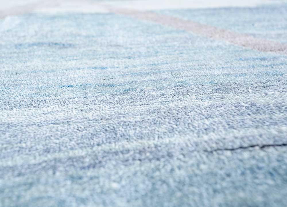 freedom manchaha blue wool and silk hand knotted Rug - CloseUp