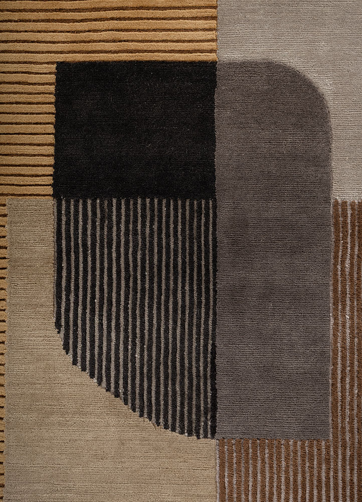 blythe grey and black wool hand knotted Rug - CloseUp