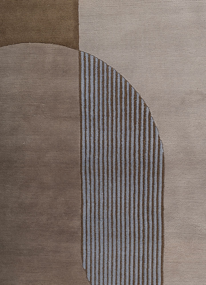 sthir beige and brown wool hand knotted Rug - CloseUp