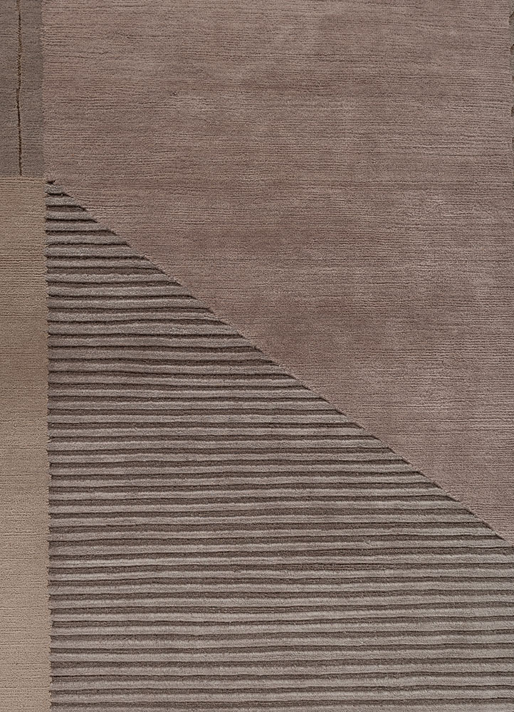 blythe beige and brown wool hand knotted Rug - CloseUp