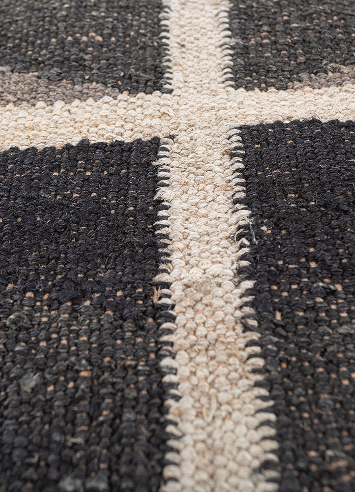 nomadic threads grey and black jute and hemp flat weaves Rug - CloseUp