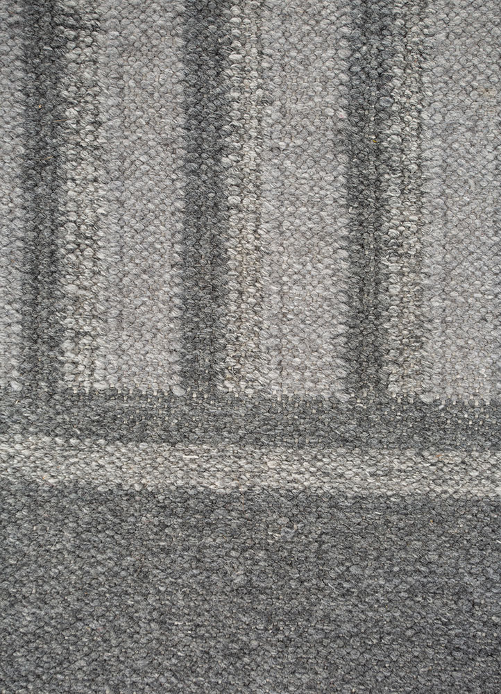 al fresco grey and black polyester flat weaves Rug - CloseUp