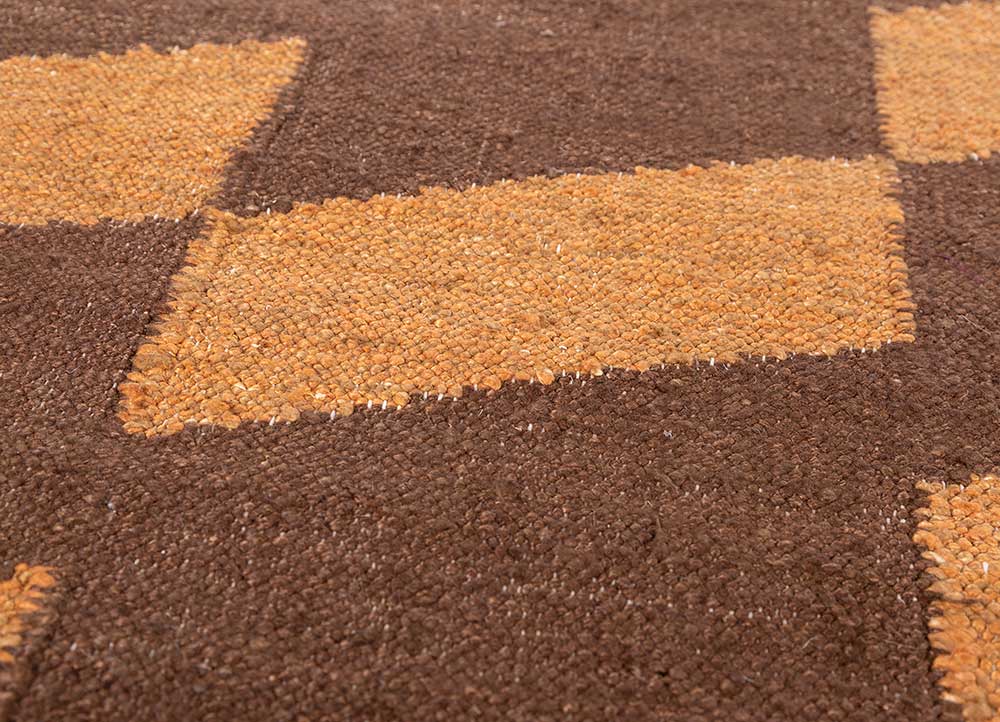 indusbar beige and brown silk flat weaves Rug - CloseUp