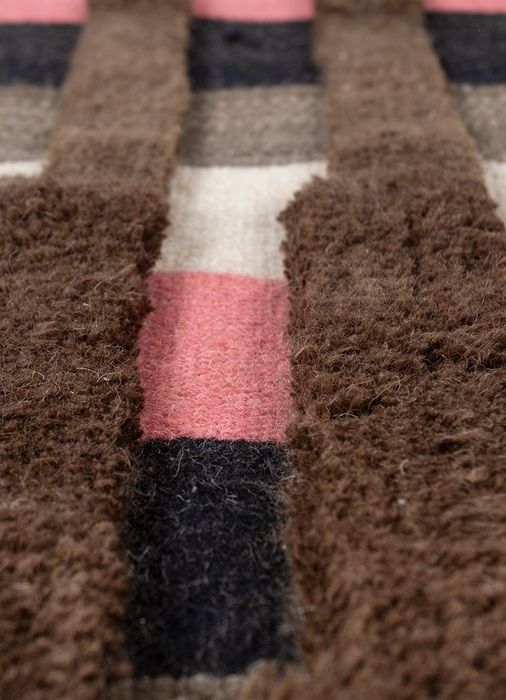 indusbar beige and brown wool flat weaves Rug - CloseUp