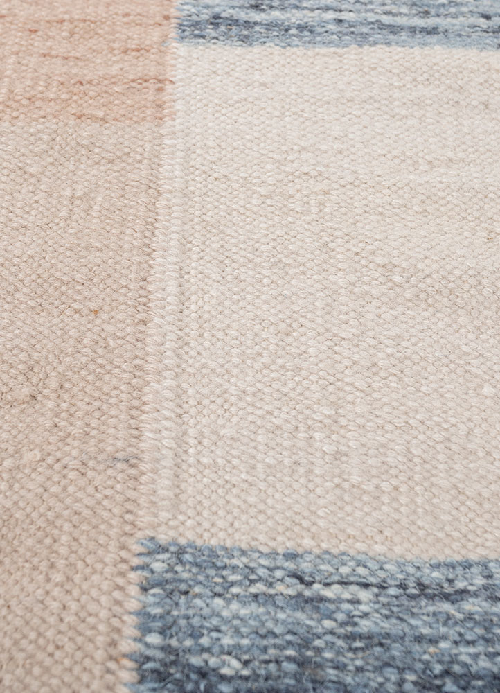 checkers red and orange wool flat weaves Rug - CloseUp