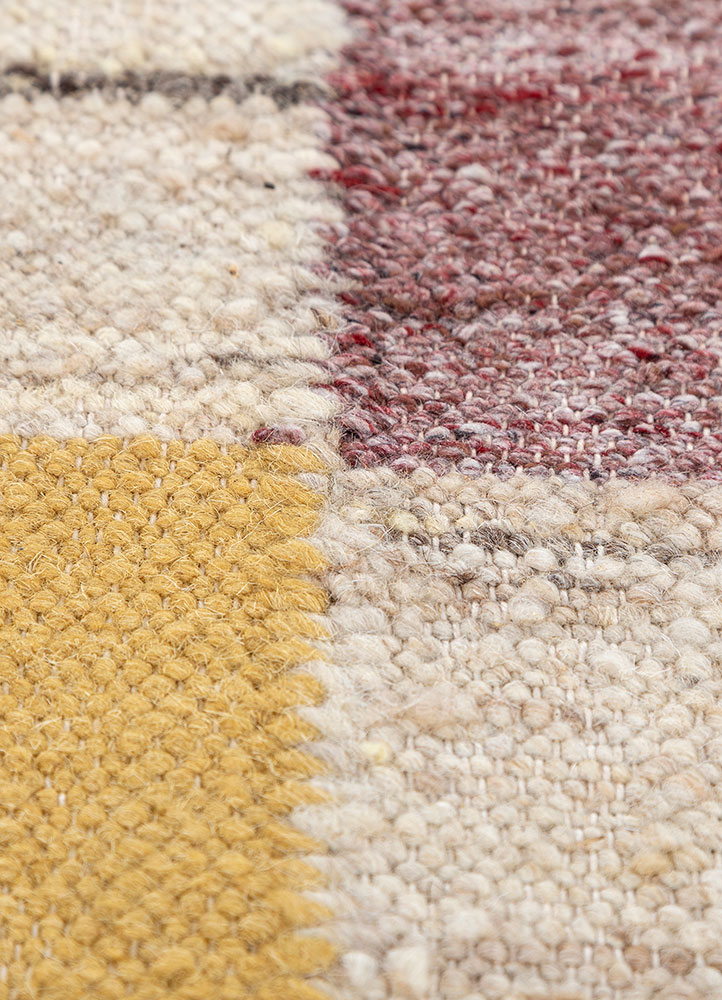 checkers ivory wool flat weaves Rug - CloseUp