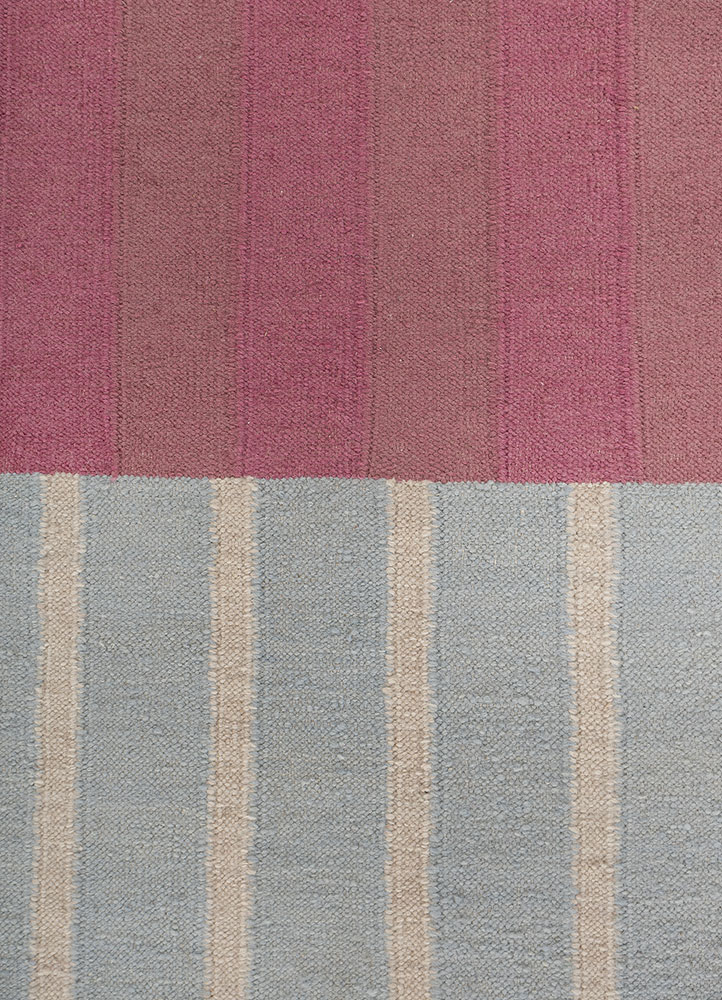 checkers blue wool flat weaves Rug - CloseUp