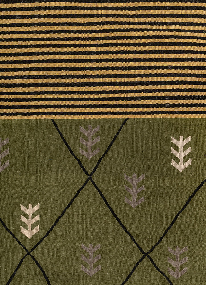indusbar ivory wool flat weaves Rug - CloseUp