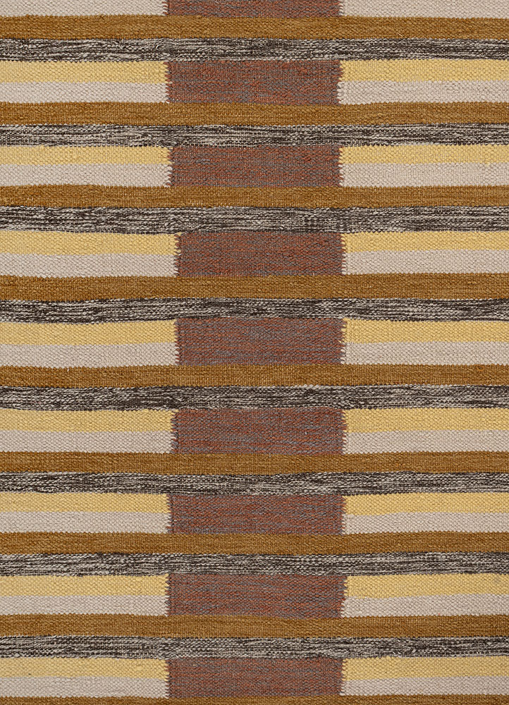 indusbar red and orange wool flat weaves Rug - CloseUp