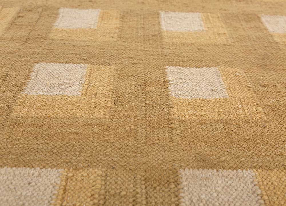 checkers gold wool flat weaves Rug - CloseUp