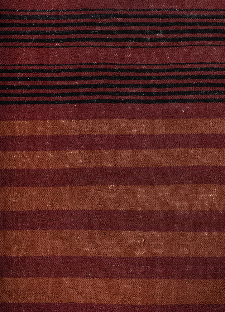 indusbar red and orange wool flat weaves Rug - CloseUp