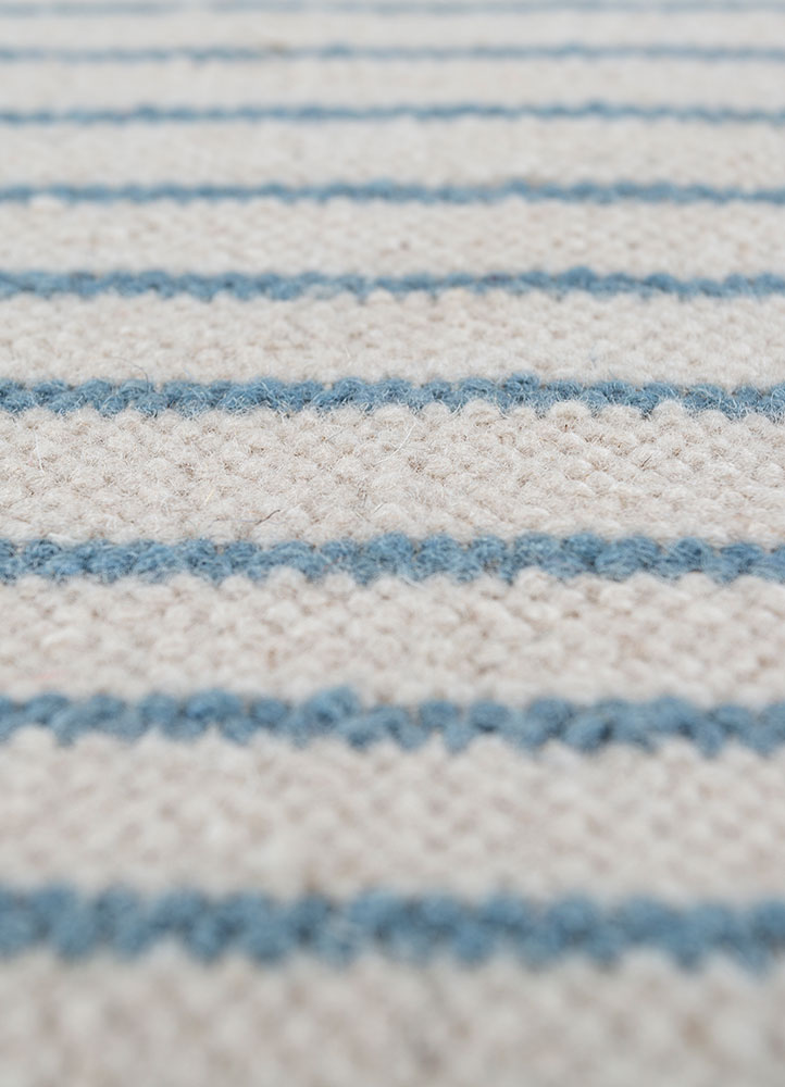 checkers blue wool flat weaves Rug - CloseUp