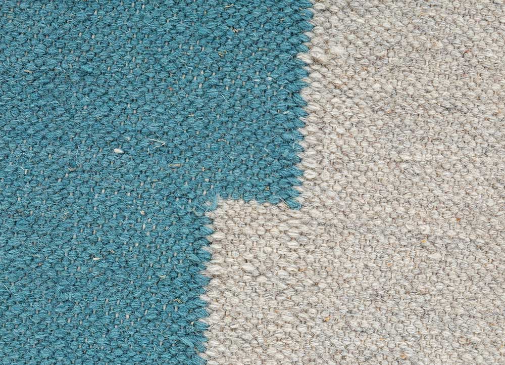 checkers ivory wool flat weaves Rug - CloseUp