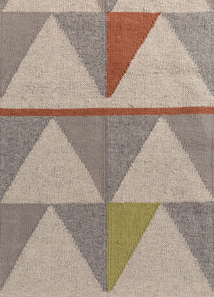 indusbar ivory wool flat weaves Rug - CloseUp