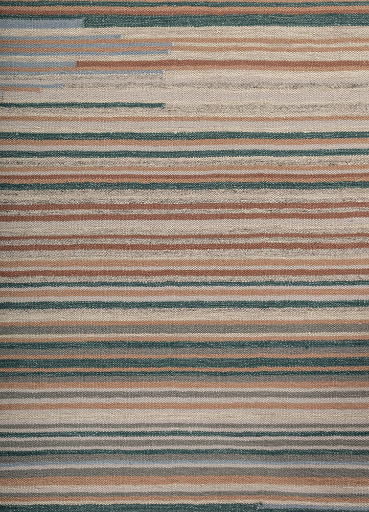 indusbar red and orange wool flat weaves Rug - CloseUp