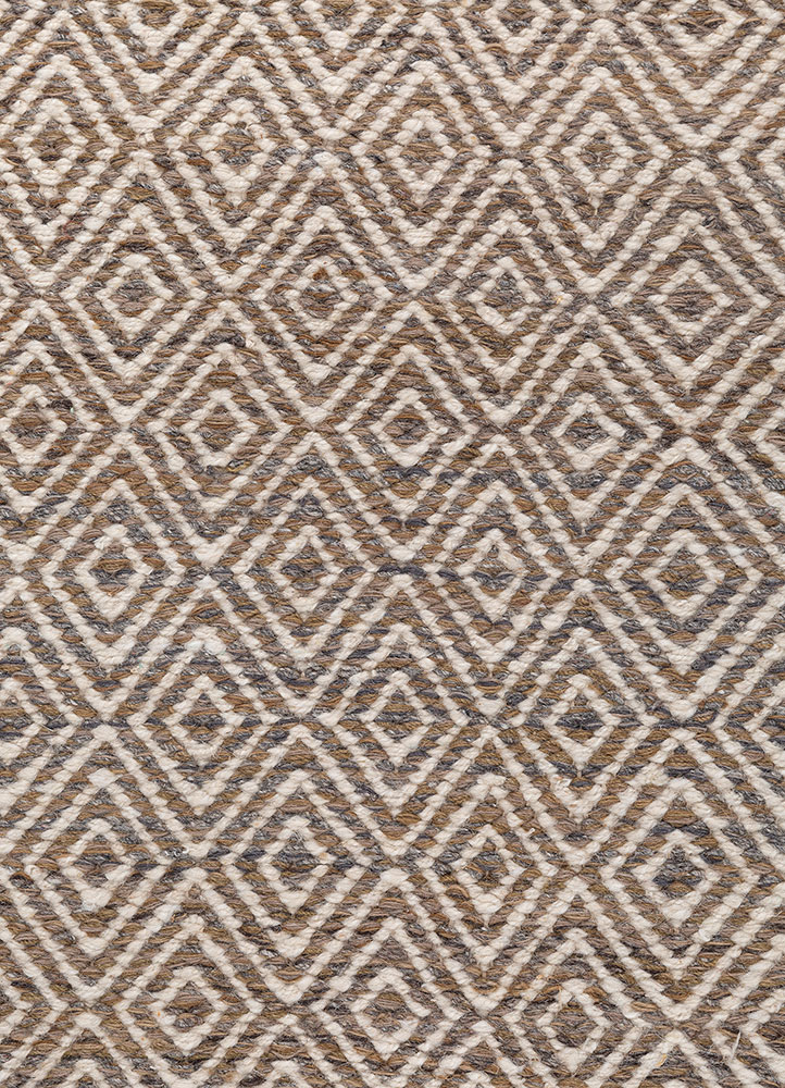 abrash beige and brown wool flat weaves Rug - CloseUp