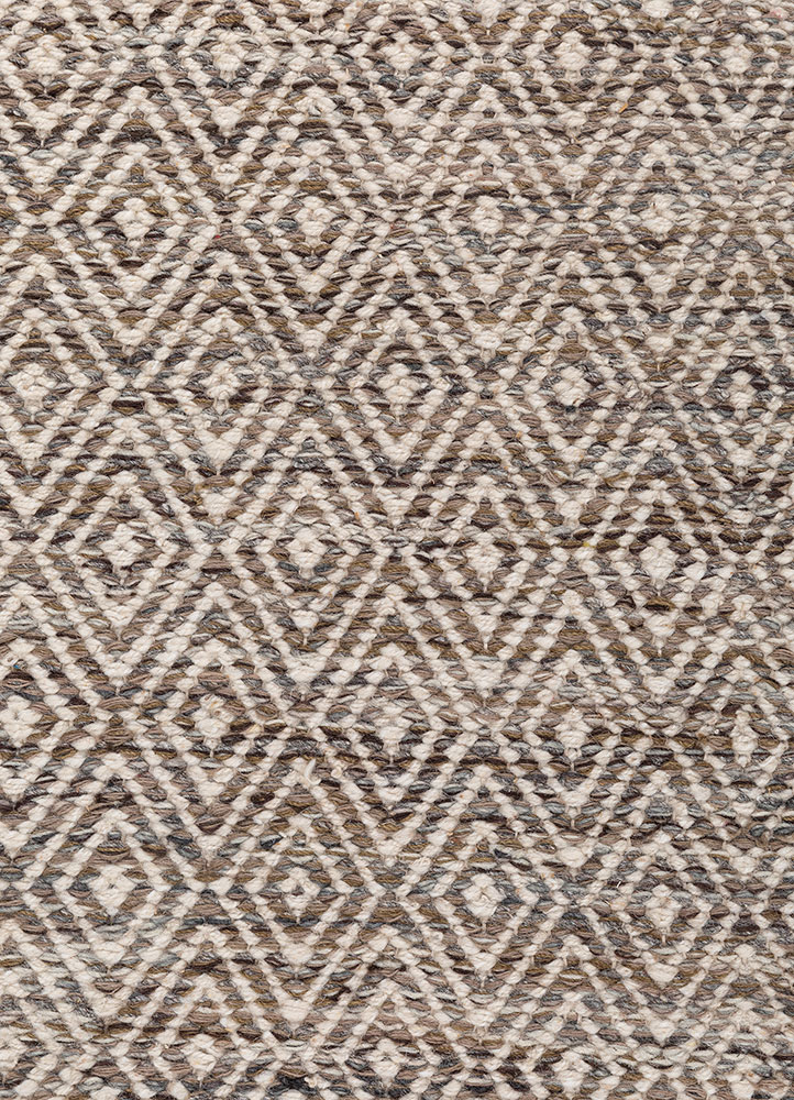abrash beige and brown wool flat weaves Rug - CloseUp