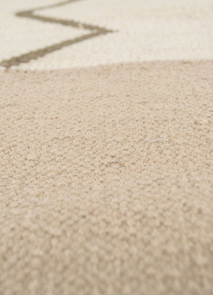 checkers ivory wool flat weaves Rug - CloseUp