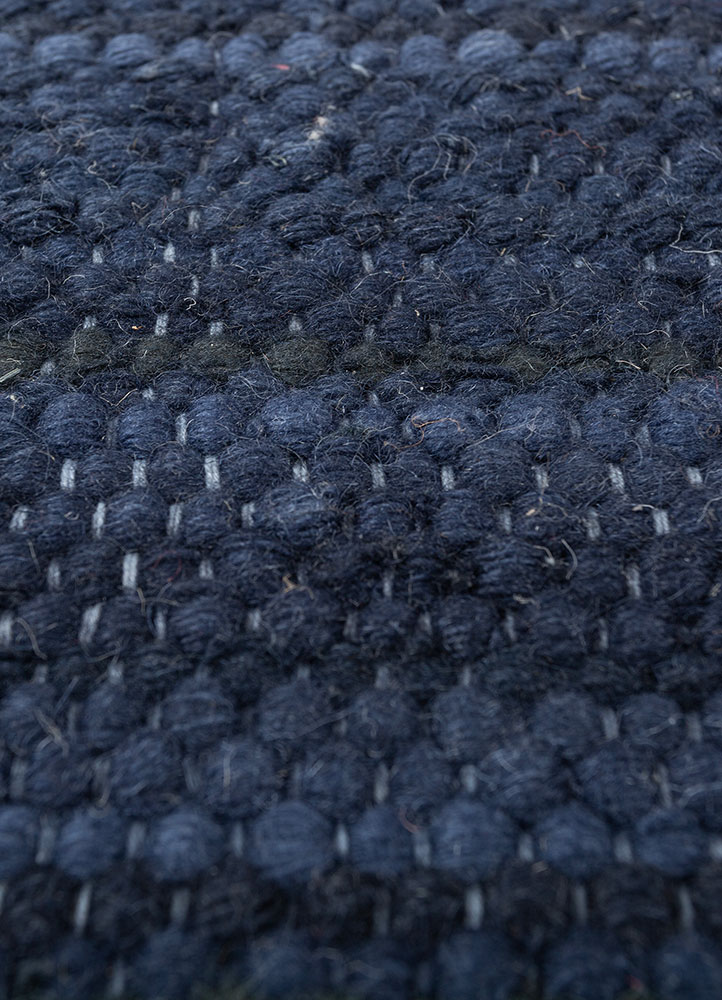 abrash blue wool flat weaves Rug - CloseUp
