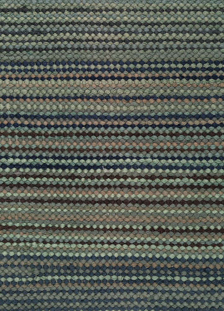 abrash blue wool flat weaves Rug - CloseUp