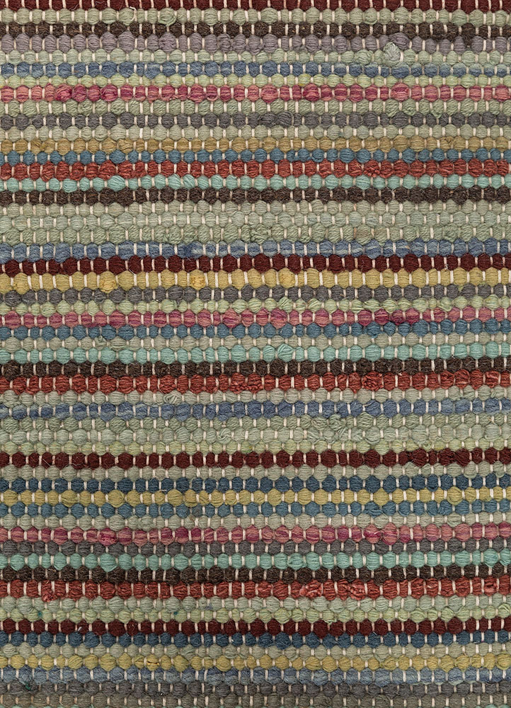 abrash blue wool flat weaves Rug - CloseUp