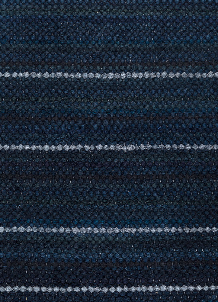 abrash blue wool flat weaves Rug - CloseUp