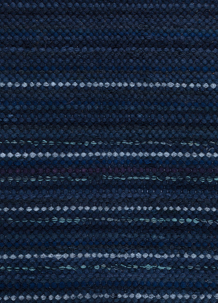 abrash blue wool flat weaves Rug - CloseUp