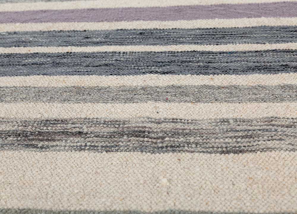 indusbar grey and black wool flat weaves Rug - CloseUp